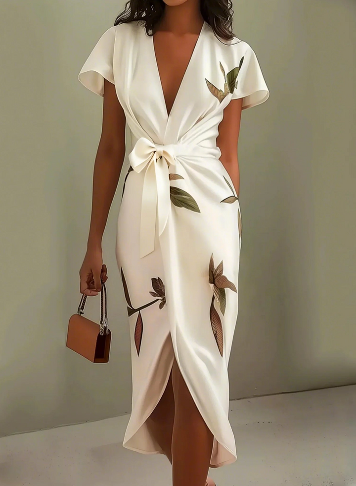 Serenity | Leaf-Print Midi Dress