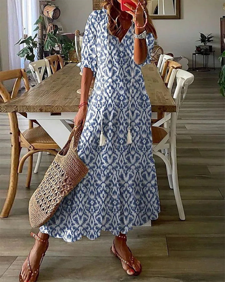 Willow – Vintage Boho V-Neck Dress