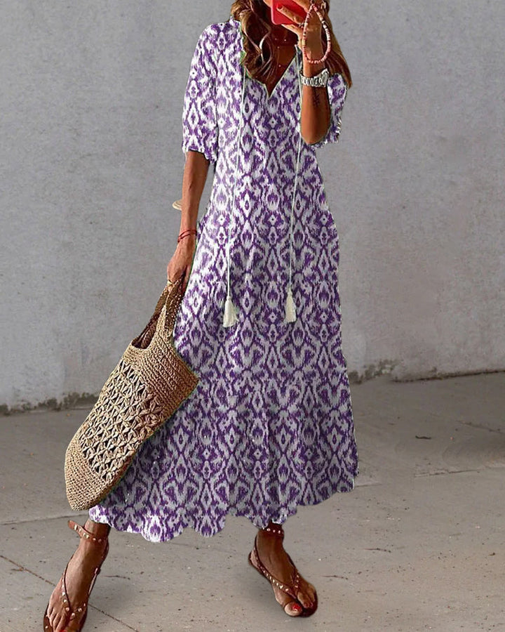 Willow – Vintage Boho V-Neck Dress