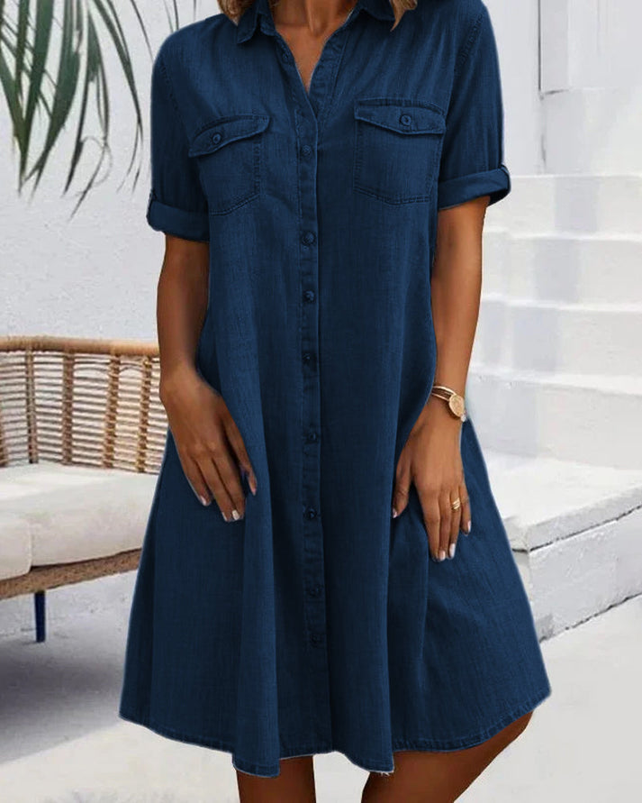 Emma | Short Sleeve Denim Dress