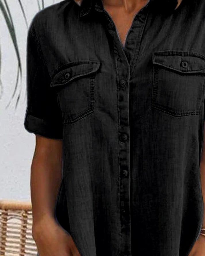 Emma | Short Sleeve Denim Dress