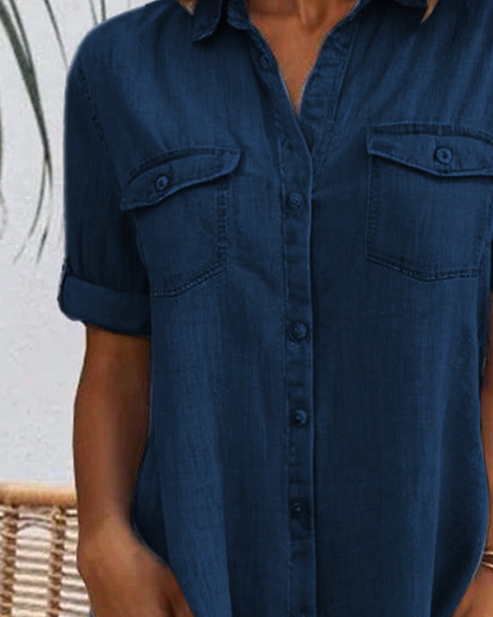 Emma | Short Sleeve Denim Dress