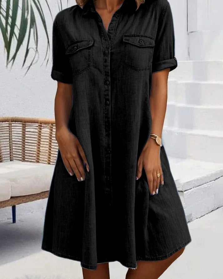 Emma | Short Sleeve Denim Dress