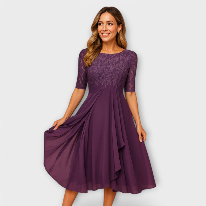 Merry | Midi Dress With Lace Sleeve