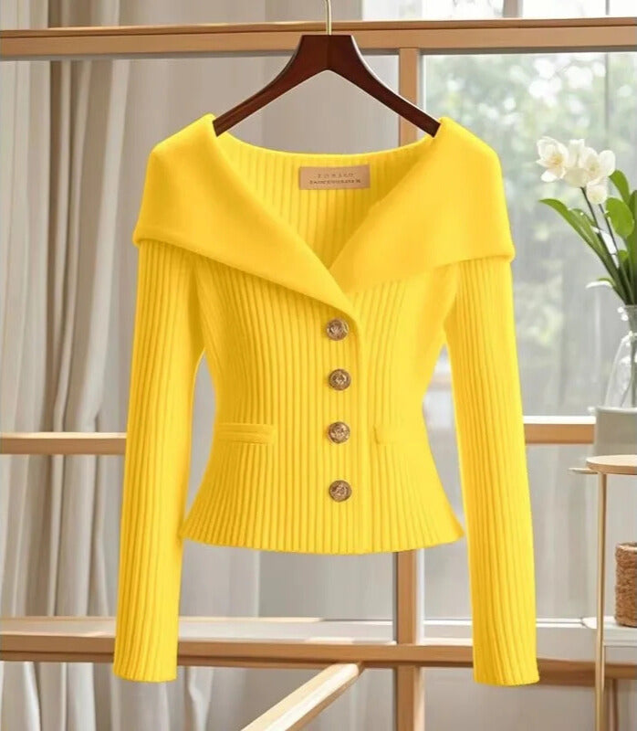 Nielyn | Ribbed Knit V-Neck Jacket