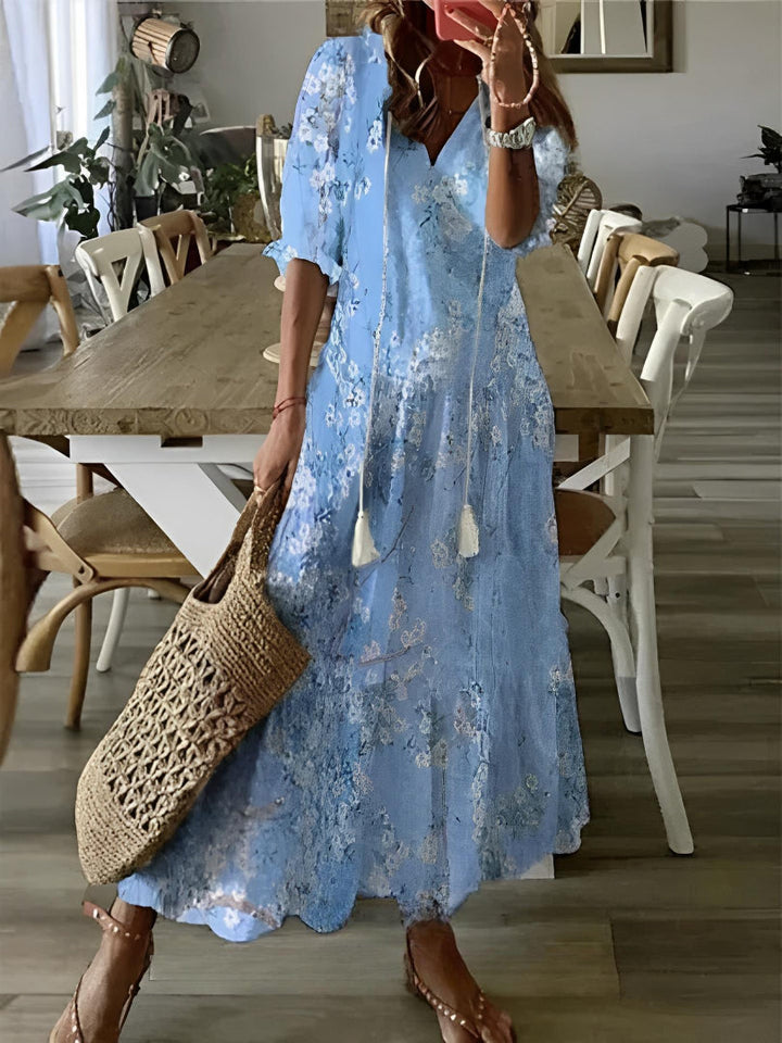 Willow – Vintage Boho V-Neck Dress
