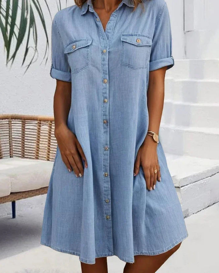 Emma | Short Sleeve Denim Dress