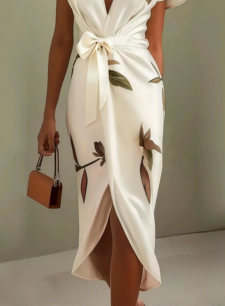 Serenity | Leaf-Print Midi Dress