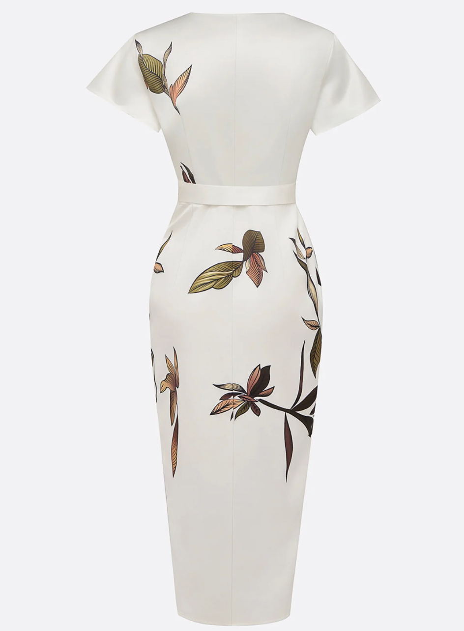 Serenity | Leaf-Print Midi Dress