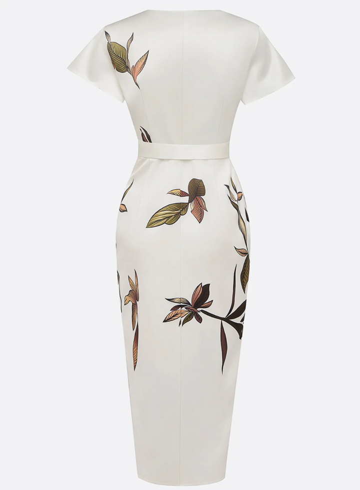 Serenity | Leaf-Print Midi Dress