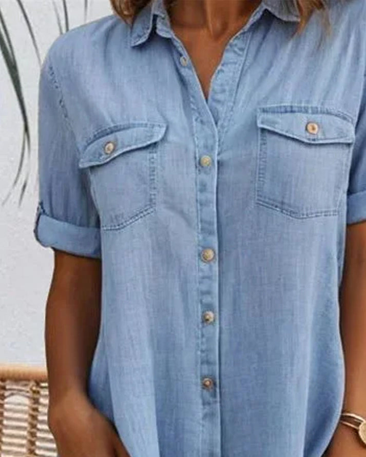 Emma | Short Sleeve Denim Dress