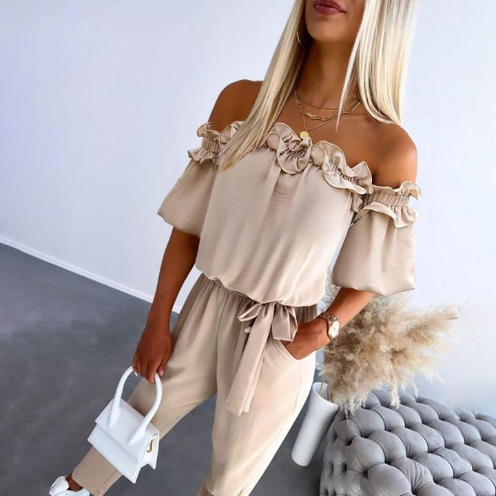 Oddette | Off-Shoulder Ruffle Jumpsuit