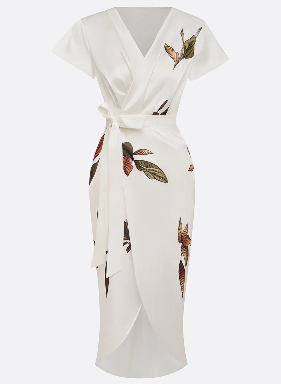 Serenity | Leaf-Print Midi Dress