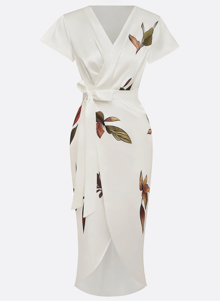 Serenity | Leaf-Print Midi Dress