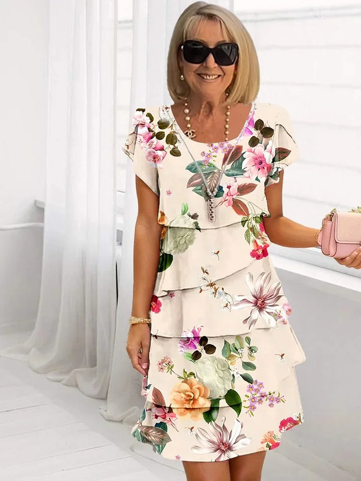 Floral Cascade Midi Dress