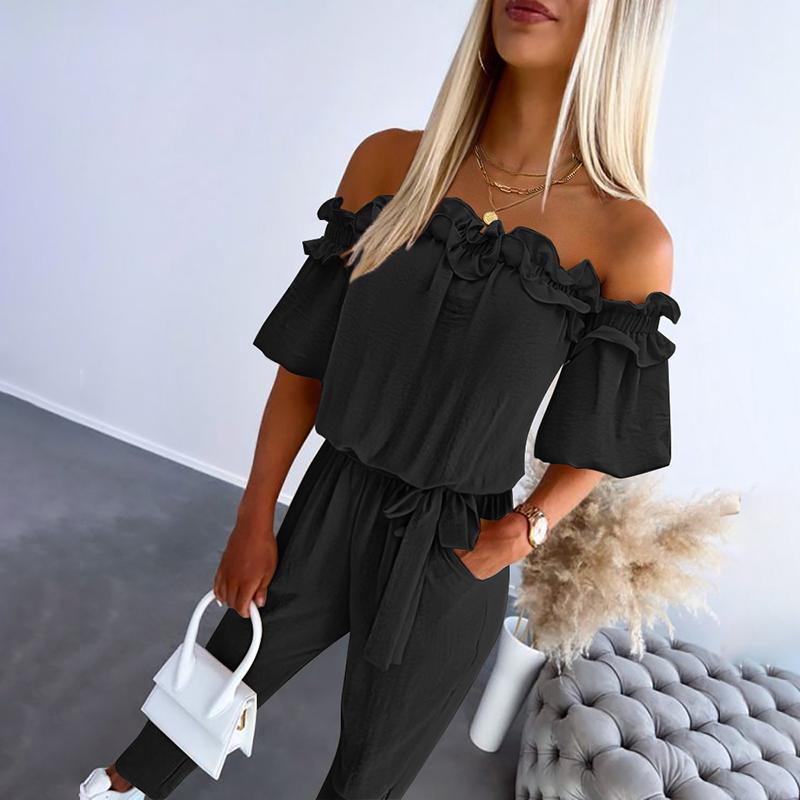 Oddette | Off-Shoulder Ruffle Jumpsuit