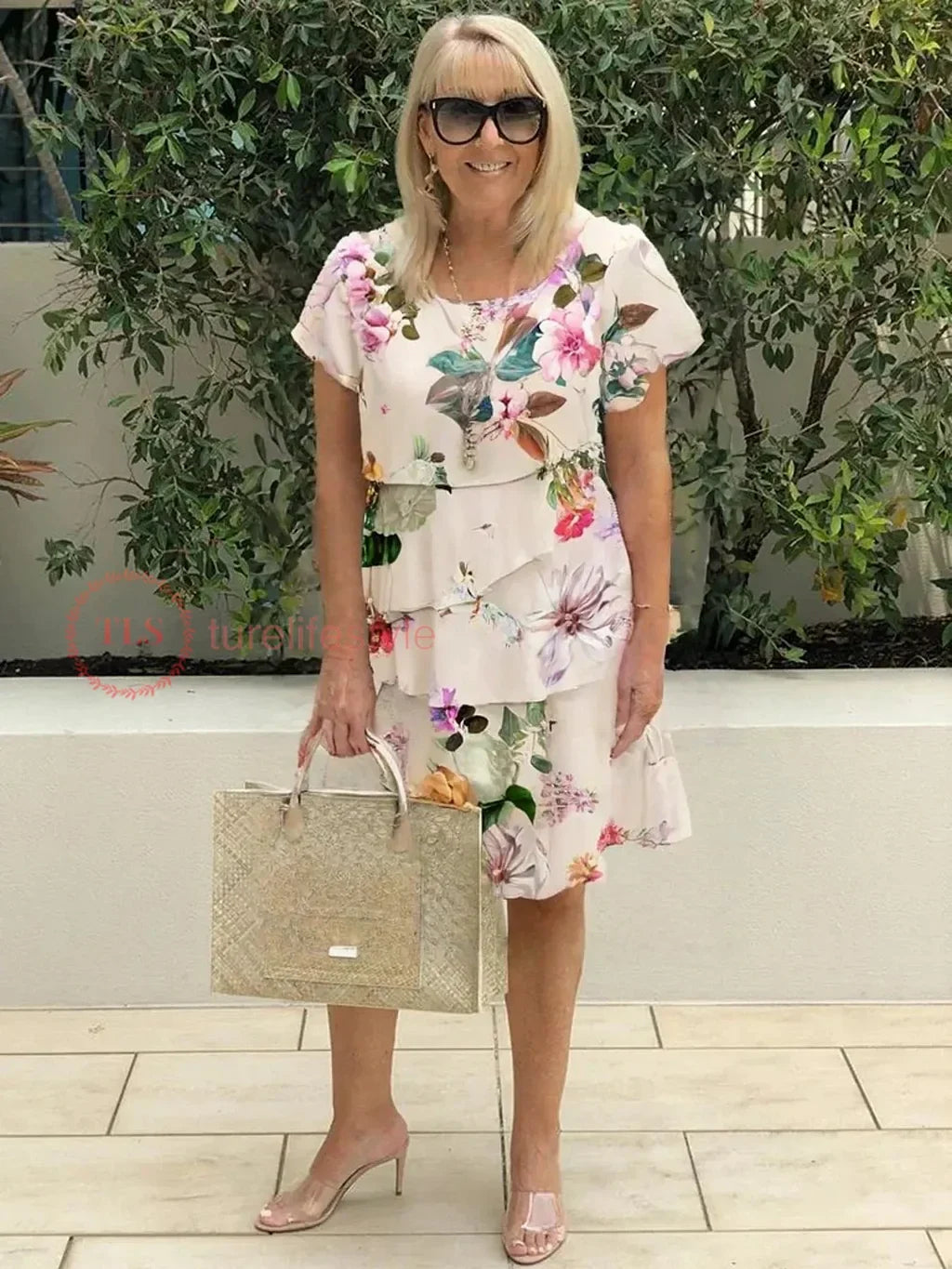 Floral Cascade Midi Dress