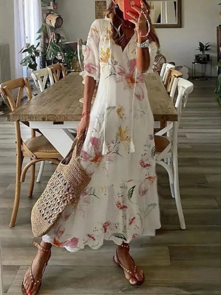 Willow – Vintage Boho V-Neck Dress