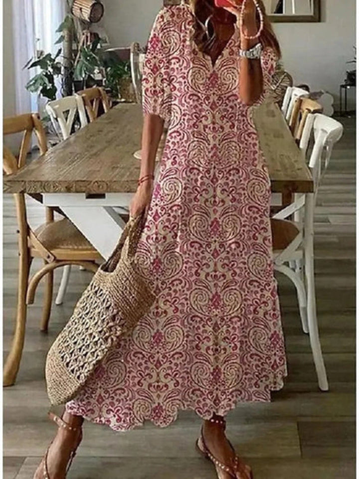 Willow – Vintage Boho V-Neck Dress