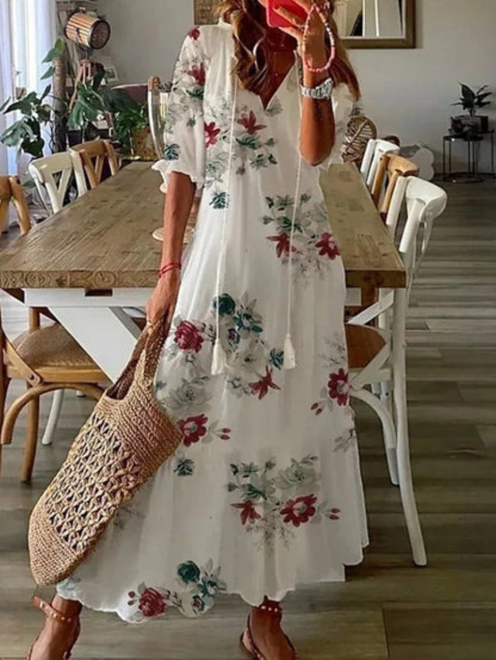 Willow – Vintage Boho V-Neck Dress